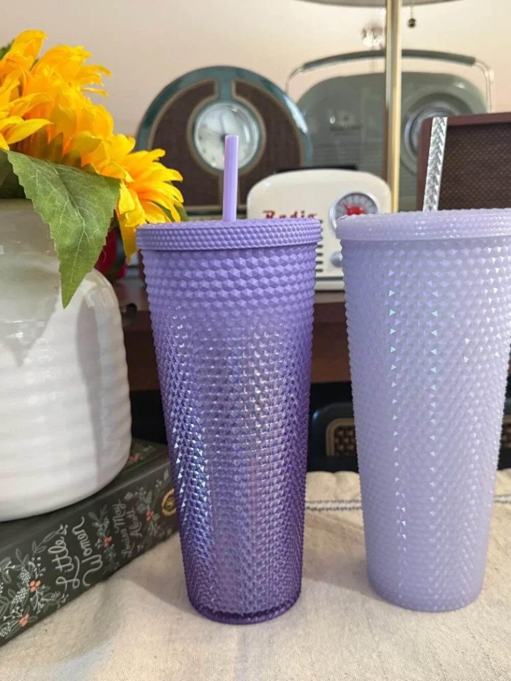 Starbucks Purple & Lavender Studded Cold Cups with Straws Set of 2